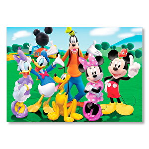 Goofy Mickey Mouse Donald Duck Papatya Ve Pluto Disney Mdf Ahşap Tablo 25x35 cm