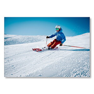 Tepeden İnen Kayakçı Siporu Mdf Ahşap Tablo 35x50 cm