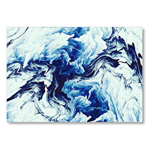 Karışan Mavi Beyaz Siyah Dalgalı Desenler Mdf Ahşap Tablo 50x70 cm