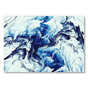 Karışan Mavi Beyaz Siyah Dalgalı Desenler Mdf Ahşap Tablo 25x35 cm