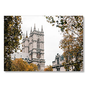 Londra'da Tarihi Binalar Ve Sonbahar Renkleri Mdf Ahşap Tablo 25x35 cm