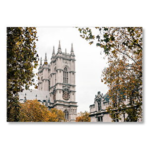 Londra'da Tarihi Binalar Ve Sonbahar Renkleri Mdf Ahşap Tablo 50x70 cm