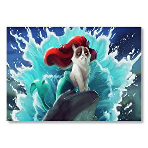 Deniz Kızı Kedisi Animasyon Görseli Mdf Ahşap Tablo 50x70 cm