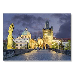 Çekya Prag Karl Köprüsü Mdf Ahşap Tablo 50x70 cm