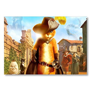 Film Çizmeli Kedi Görseli Mdf Ahşap Tablo 25x35 cm