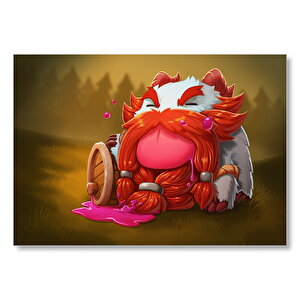 Gragas Oyunu Kahramanı Animasyon Görseli Mdf Ahşap Tablo 35x50 cm