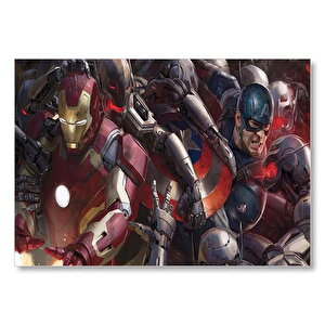 Yenilmezler Iron Man Ve Kaptan Amerika Mdf Ahşap Tablo 35x50 cm