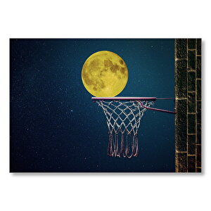 Basket Potası Ve Dolunay İllüstrasyon Mdf Ahşap Tablo 50x70 cm