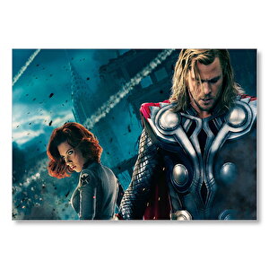 Yenilmezler Thor Ve Kara Dul Mdf Ahşap Tablo 35x50 cm