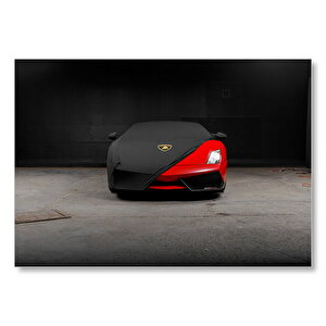 Siyah Örtülü Kırmızı Lamborghini Mdf Ahşap Tablo 25x35 cm