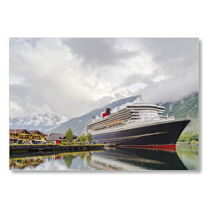 Adriyatik Denizinde Cruise Gemisi Ve Bulutlar Mdf Ahşap Tablo 35x50 cm