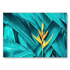 Uzun Yeşil Yapraklar Ve Sarı Çiçek Mdf Ahşap Tablo 35x50 cm