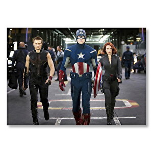 Yenilmezler Kaptan Amerika Kara Dul Ve Hawkeye Mdf Ahşap Tablo 35x50 cm