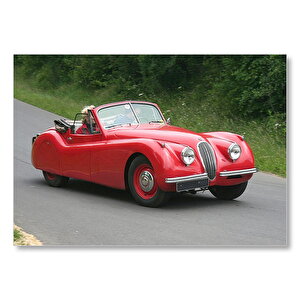 Kırmızı Jaguar Xk 120 Mdf Ahşap Tablo