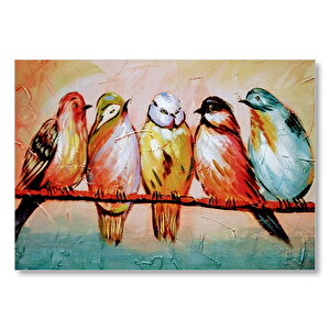 Daldaki Renkli Kuş Sanatsal Görsel Mdf Ahşap Tablo 25x35 cm