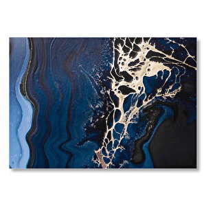 Altın Damarlı Lacivert Siyah Doku Mdf Ahşap Tablo 35x50 cm
