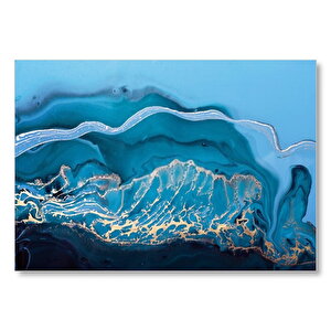 Altın Damarlı Mavi Doku Mdf Ahşap Tablo 35x50 cm
