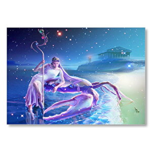 Perisi Ve Yengeç Burcu Görseli Mdf Ahşap Tablo 25x35 cm