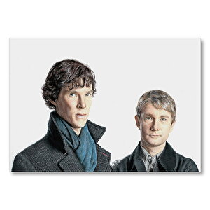 Modern Sherlock Holmes Ve Dr Watson Mdf Ahşap Tablo 25x35 cm