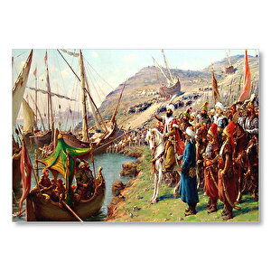 İstanbul Fethi̇ Fatih Sultan Mehmet Gemileri Karadan İndirilmesi Mdf Ahşap Tablo 35x50 cm