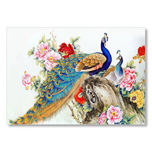 Çift Tavuskuşları Sanatsal Görsel Mdf Ahşap Tablo 25x35 cm