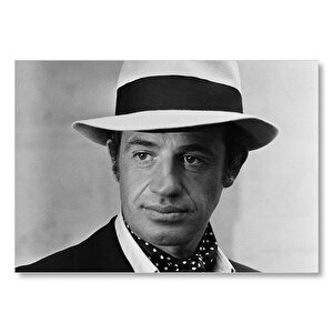 Jean Paul Belmondo Fötr Şapkalı Siyah Beyaz Mdf Ahşap Tablo