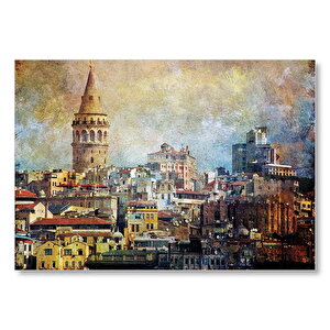 Galata Kulesinin Sanatsal Görsel Mdf Ahşap Tablo 50x70 cm