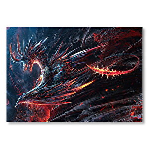 Alevden Yapılmış Ürkütücü Ejderha Mdf Ahşap Tablo 25x35 cm