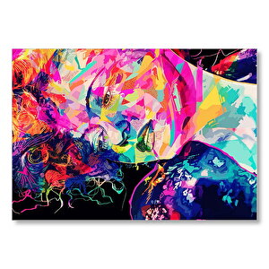Kadın Yüzü Ve Renk Patlaması Mdf Ahşap Tablo 35x50 cm