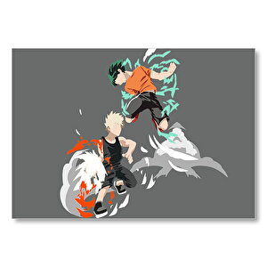 Anime Kahraman Akademi Izuku Midoriya Katsuki Bakugou Görseli Mdf Ahşap Tablo