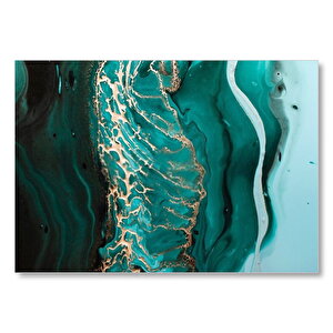 Altın Damarlı Yeşil Doku Mdf Ahşap Tablo 35x50 cm