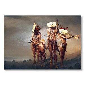 Yerli Savaşçı Ailesi Silahlarıyla Mdf Ahşap Tablo 50x70 cm