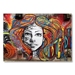 Duvar Boyama Afrikalı Kadın Ve Renkli Saçları Mdf Ahşap Tablo 35x50 cm