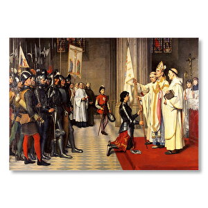 Joan Arc Taç Giyme Töreni Tablosu Mdf Ahşap Tablo 50x70 cm