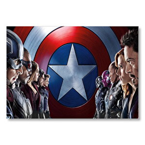 Marvel Avengers Infinity Savaş Afişi Kaptan Amerika İç Savaş Görseli̇ Mdf Ahşap Tablo 50x70 cm