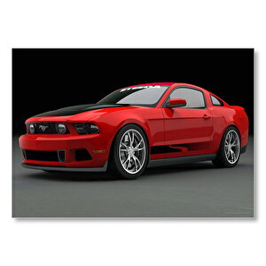 Kırmızı Ford Mustang 2010 Mdf Ahşap Tablo 25x35 cm