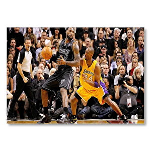 Lebron James Kobe Bryant'a Karşı Mdf Ahşap Tablo 25x35 cm