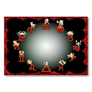 Burç Sembolleri Kırmızı Siyah Mdf Ahşap Tablo 25x35 cm