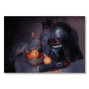 Darth Vader Kaskı Işın Kılıcı Ve Meyveler Mdf Ahşap Tablo 50x70 cm