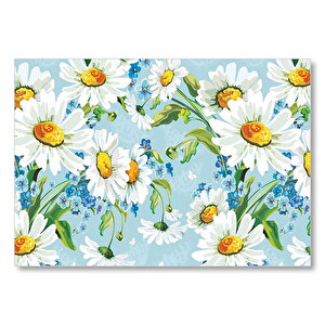 Papatyalar Ve Menekşeler Dijital Çizim Mdf Ahşap Tablo 50x70 cm