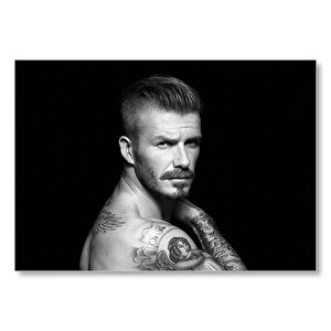 David Beckham Üstü Çıplak Karanlık Arka Plan Mdf Ahşap Tablo 50x70 cm