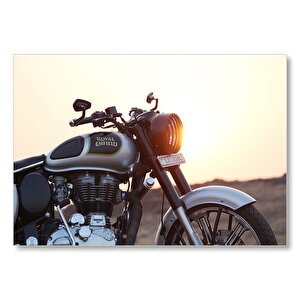 Royal Enfield Siyah Gri Motorsiklet Mdf Ahşap Tablo 50x70 cm