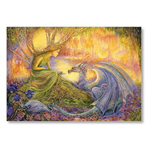 Ağaç Kız Ve Ejderha Mistik Tablo Mdf Ahşap Tablo 25x35 cm
