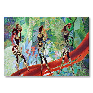 3 Afrikalı Kadın Silüeti Ve Renkler Mdf Ahşap Tablo 25x35 cm