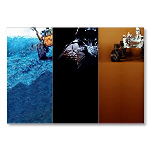 Wall-e Ile Ay Aracı Kesitleri Mdf Ahşap Tablo 25x35 cm