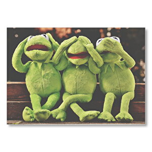 Kurbağa Kermit Görmedim Duymadım Bilmiyorum Mdf Ahşap Tablo 35x50 cm