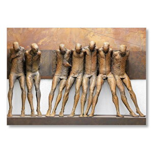 Çamur Heykeller Omuz Omuza Mdf Ahşap Tablo 50x70 cm