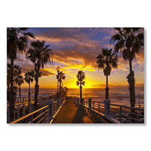 Kaliforniya San Diego Okyanusta Günbatımı Ve Bulutlar Mdf Ahşap Tablo 50x70 cm