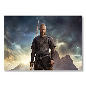 Vikingler Kayalıklar Ve Bulutlu Ragnar Lodbrok Mdf Ahşap Tablo 50x70 cm