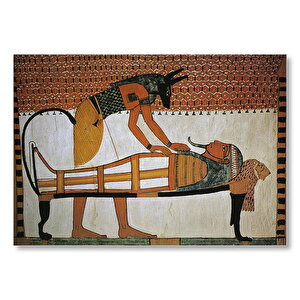 Antik Mısırda Mumya Töreni Mdf Ahşap Tablo 35x50 cm